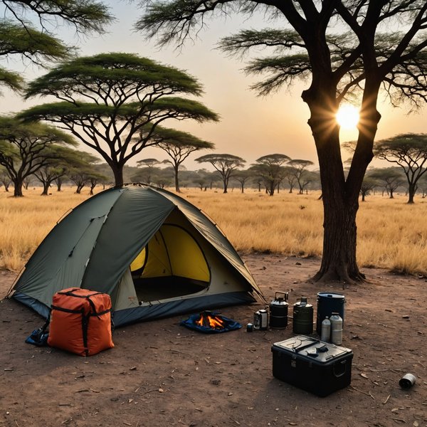 Quels sont les équipements indispensables pour un camping en région de savane africaine?